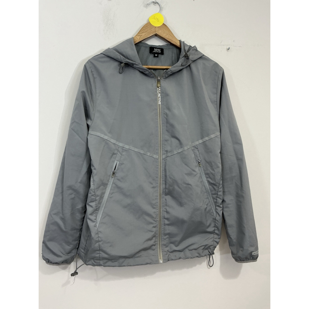 Men’s Man Active Medium gray Zip Up Hooded Windbreaker